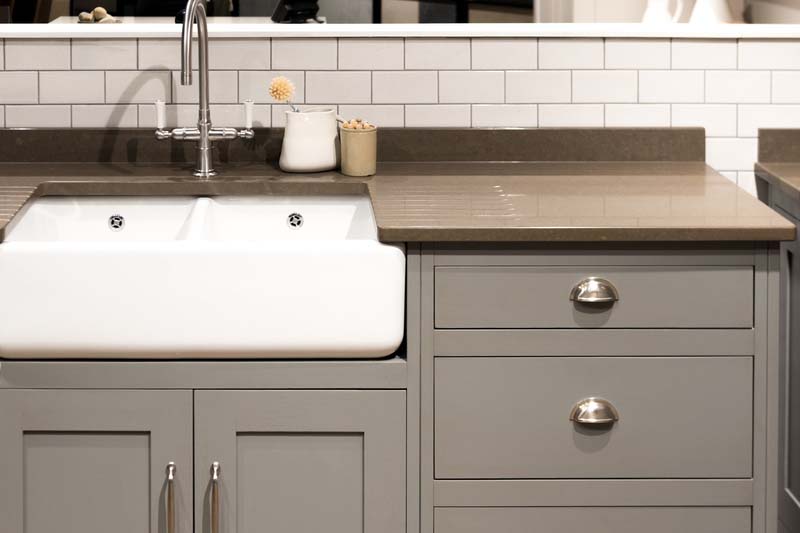 Grey coloured kitchen with Belfast sink Nottinghamshire